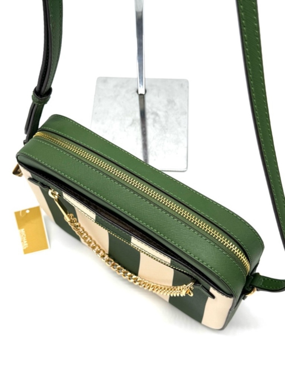 Michael Kors Large EW Zip Chain Xbody Crossbody Bag Fern Green Multi - Picture 7 of 11